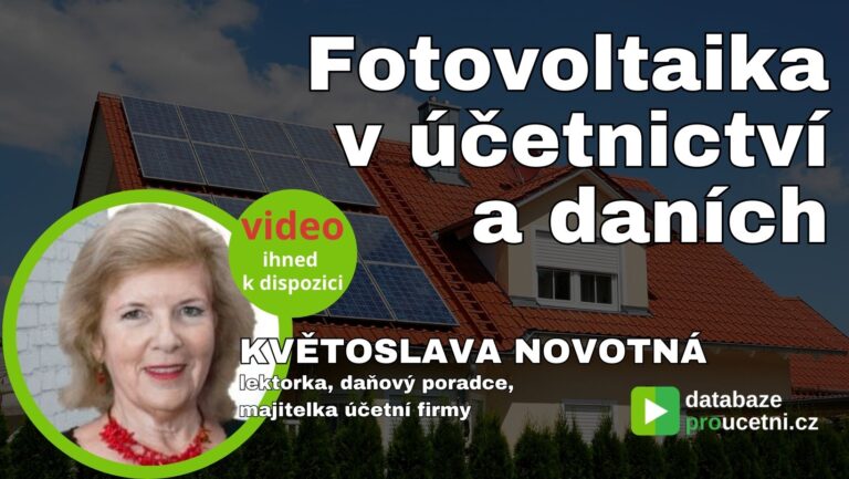 Fotovoltaika v účetnictví a daních, školení pro účetní