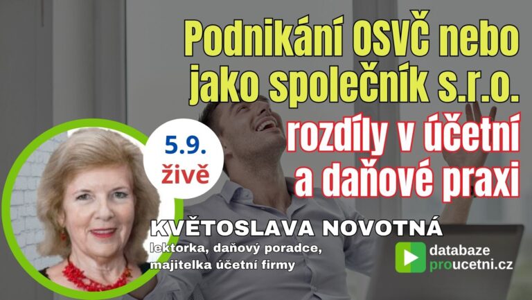 Podnikání OSVČ nebo jako společník s.r.o., školení pro účetní od AZ-DIALOG, Květoslava Novotná