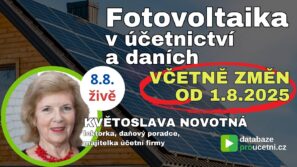 Fotovoltaika v účetnictví a daních včetně změn od 1.8.2025, školení pro účetní od AZ-DIALOG, Květoslava Novotná