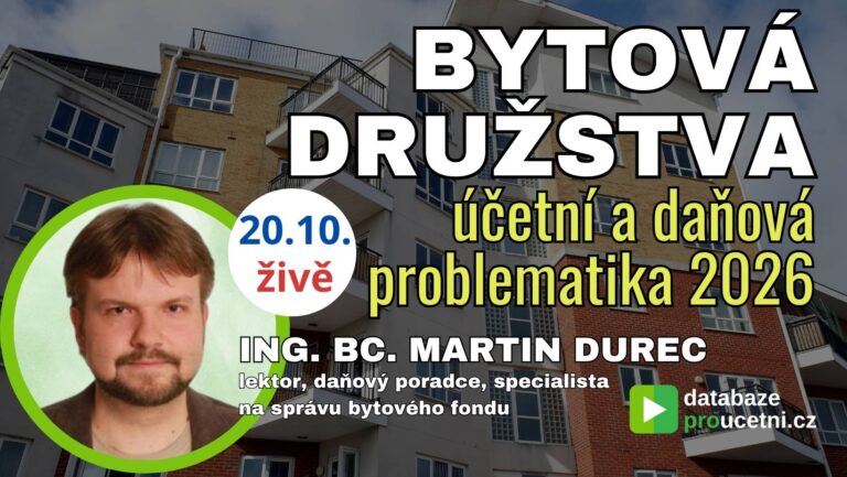 Online seminář Účetnictví bytových družstev a daně 2026